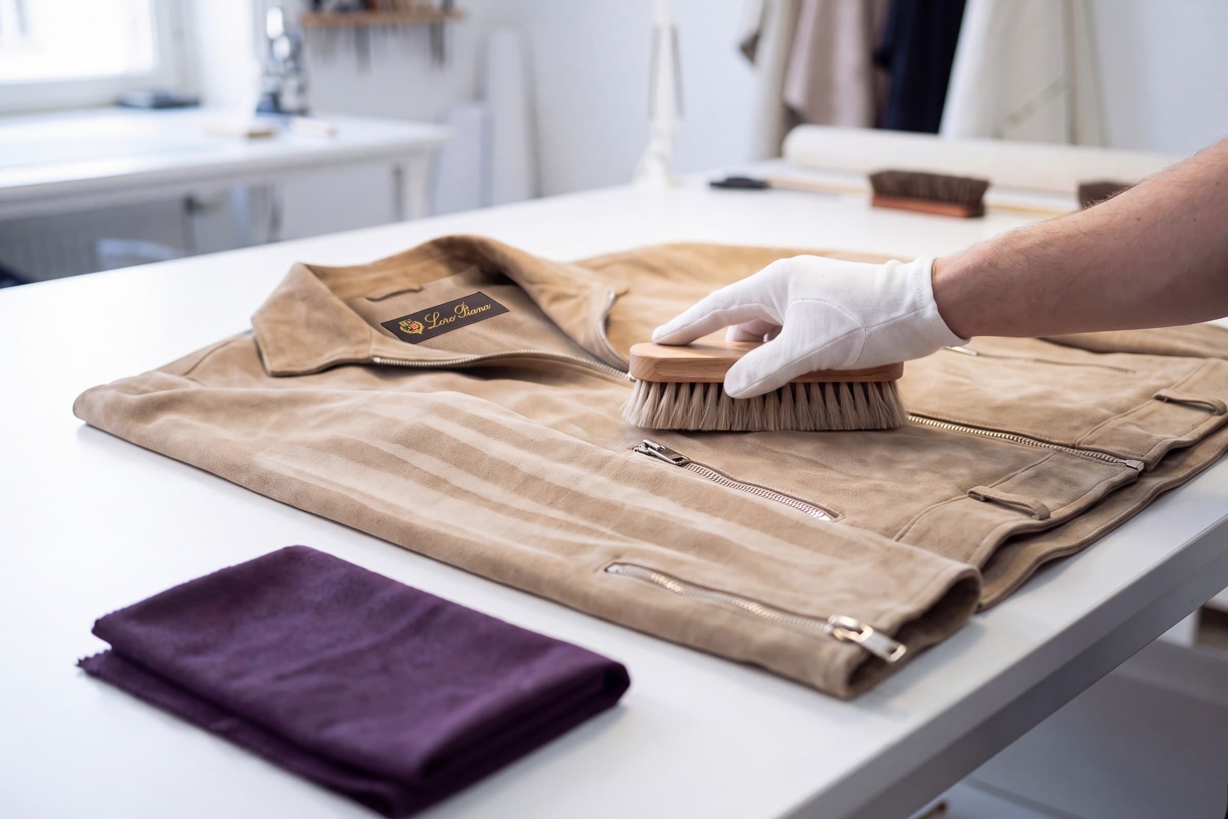 A leather piece cleaned by the method matched to the hide.