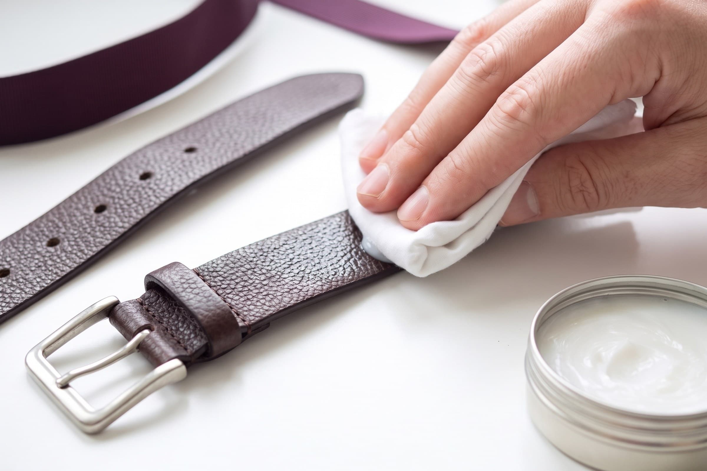 Leather conditioned and finished to restore suppleness.