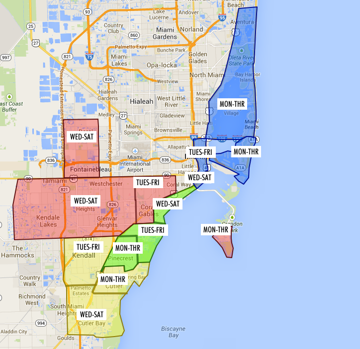 Sir Galloway Cleaners pickup & delivery areas